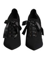 Dolce & Gabbana Black Lace Up Stiletto Heels Pumps Shoes